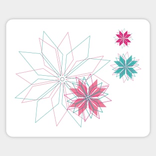 Blooming flowerdesign made of bright geometrical elements in pink and mint Sticker